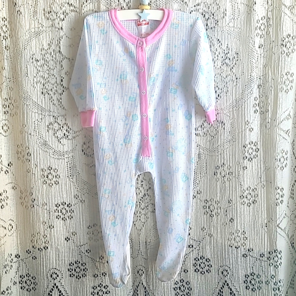 Vintage Playskool Baby One Piece Footed PJ, Size 12 Months